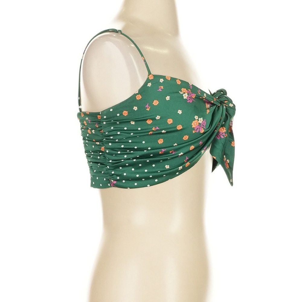 For Love & Lemons Cypress Crop Top - Size Small - Pine Green Floral - Picture 6 of 9